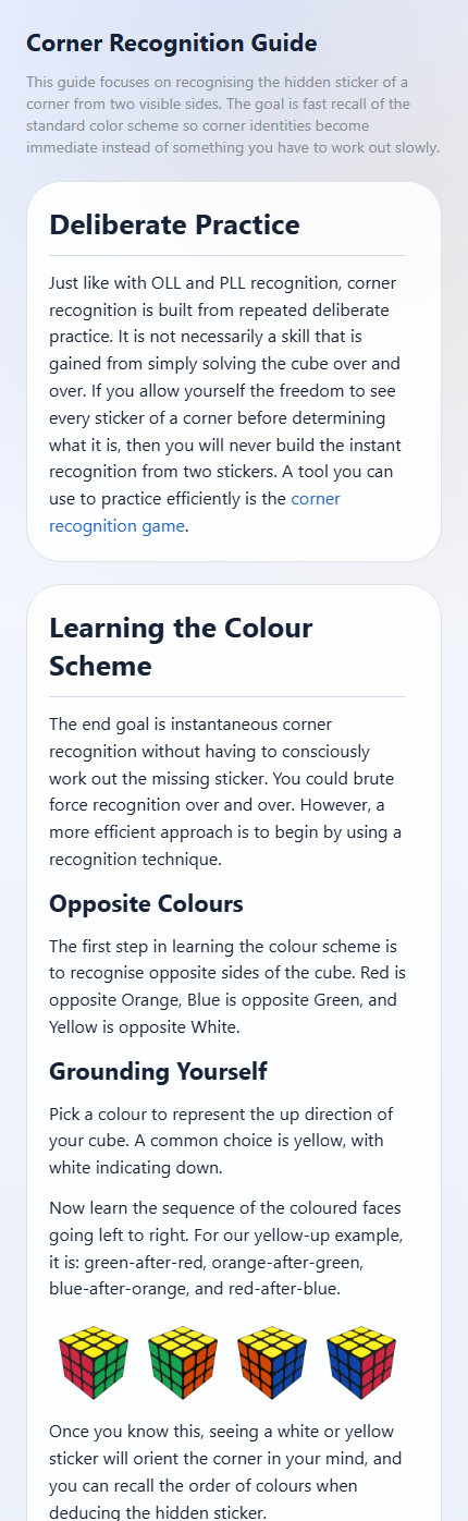 Corner recognition guide preview